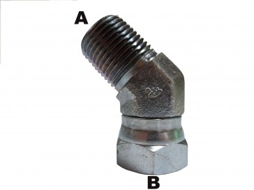 1/4" Male Pipe to 1/4" Female Pipe 45 Elbow Swivel