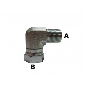 1/2" Male Pipe to 1/4" Female Pipe 90 Elbow Swivel